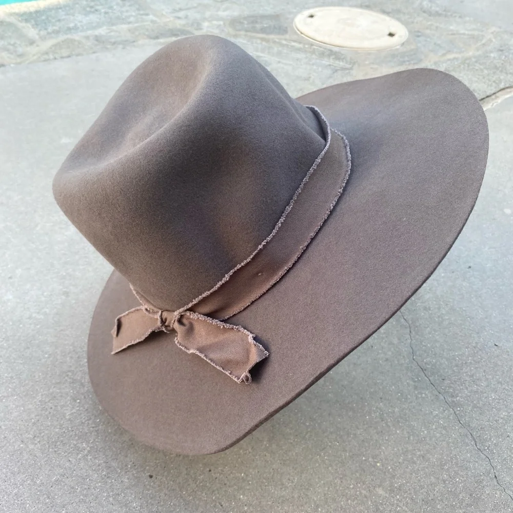 Olive And Pique Womens Brownish-Grey 100% Wool Rancher Hat Adjustable - Picture 1 of 6